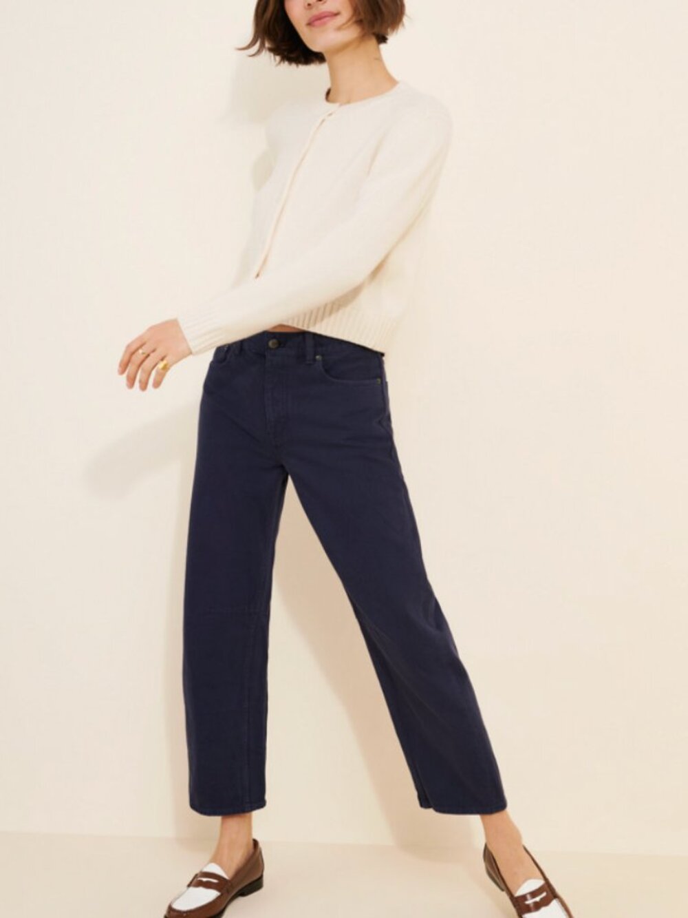 ARI Cashmere Cropped Cardigan Ivory Sweater by CAARA size Small retail $229